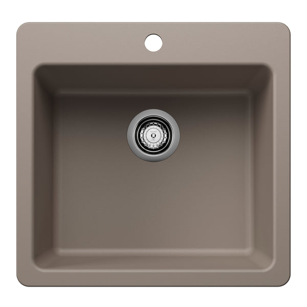 Blanco Liven 21" Dual Mount Silgranit Kitchen Sink, Truffle, 1 Faucet Hole, 443230