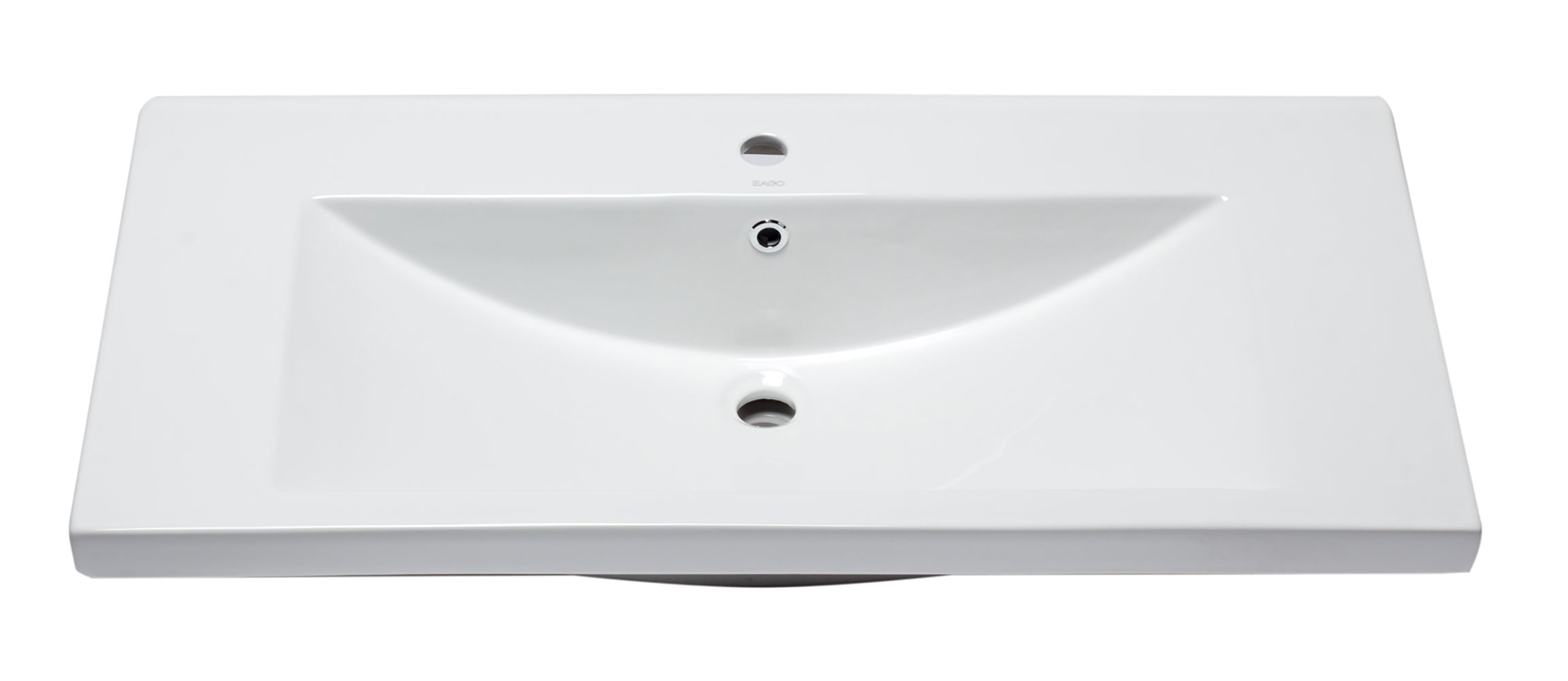 Eago 39.38" x 19.13" Rectangle Drop In Porcelain Bathroom Sink, White, 1 Faucet Hole, BH002