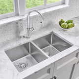 Blanco Quatrus 32" Undermount Stainless Steel Kitchen Sink, 50/50 Double Bowl, Satin Polish, 18 Gauge, No Faucet Hole, 443149