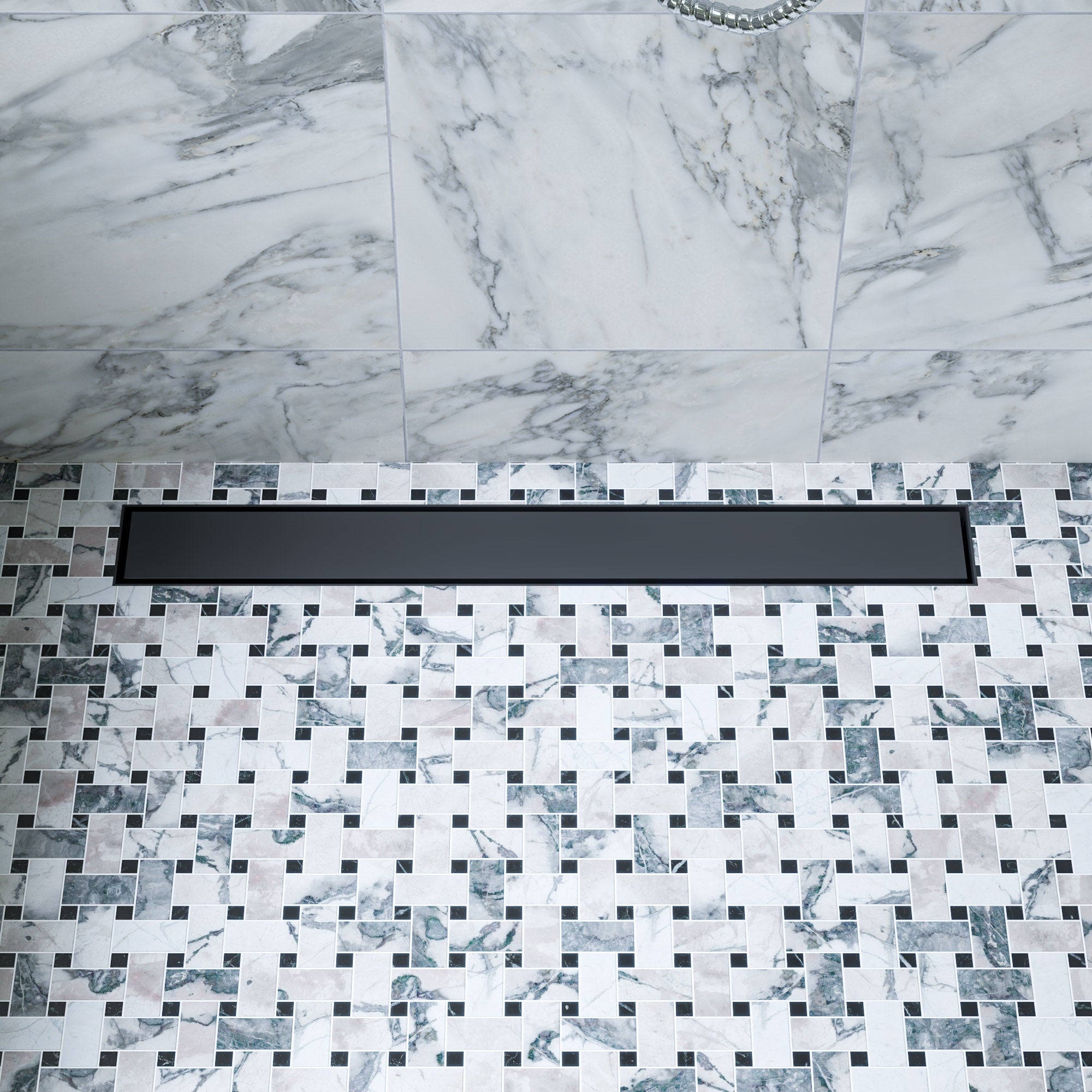 ALFI brand ABLD24B-BM 24" Black Matte Stainless Steel Linear Shower Drain with Solid Cover