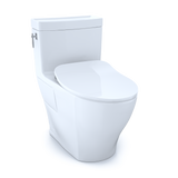 TOTO Aimes One-Piece Elongated 1.28 GPF Toilet with CEFIONTECT and SoftClose Seat, WASHLET+ Ready, Cotton White, Vitreous China, MS626234CEFG#01