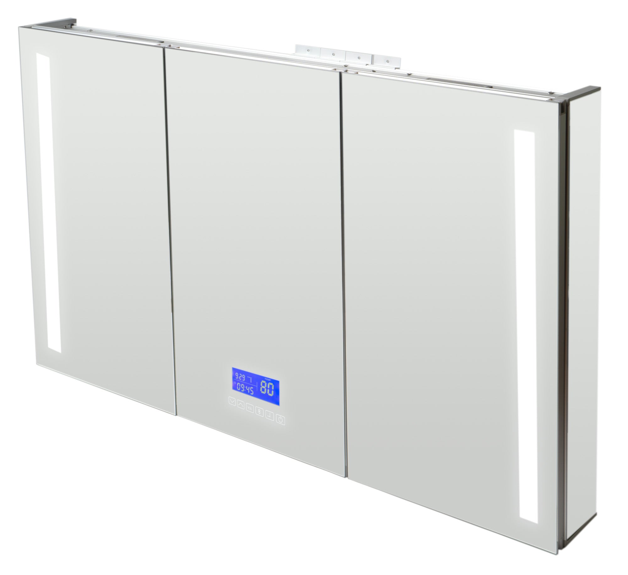 ALFI brand ABMC4228BT 42" x 28" Triple Door LED Light Bluetooth Medicine Cabinet, Aluminum, Gray