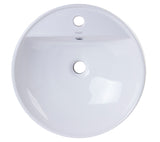 Eago 18.5" x 18.5" Round Above Mount Porcelain Bathroom Sink, White, 1 Faucet Hole, BA141