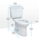 TOTO Drake Two-Piece Elongated 1.28 GPF Universal Height TORNADO FLUSH Toilet with CEFIONTECT and Right-Hand Trip Lever, 10 Inch Rough-In, Cotton White, Vitreous China, CST776CEFRG.10#01