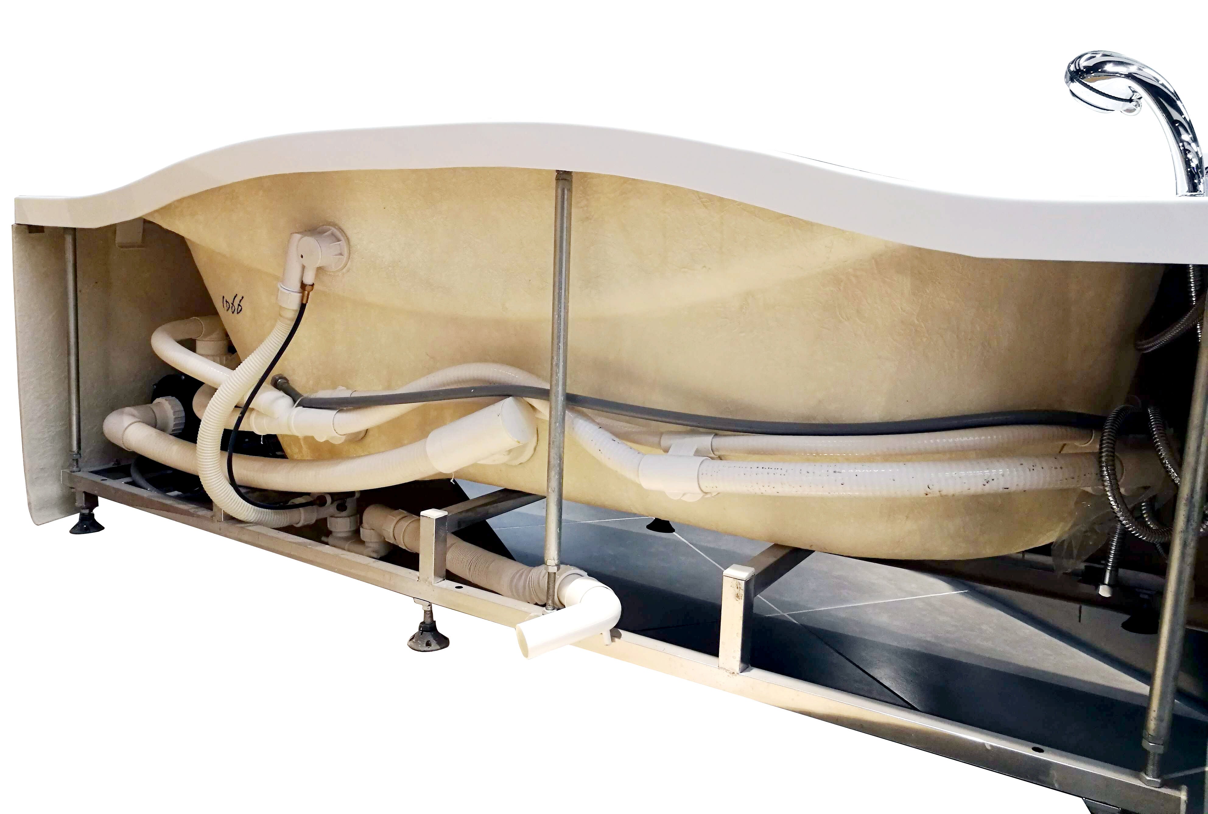 Alternative View of Eago 71" Acrylic Corner Rectangle Bathtub with Fixtures, White, AM189ETL-L