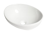 ALFI brand 15.38" x 12.75" Oval Above Mount Porcelain Bathroom Sink, White, No Faucet Hole, ABC913