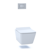 TOTO SP Wall-Hung Square-Shape Toilet and DuoFit In-Wall 1.28 and 0.9 GPF Dual-Flush Tank System with Copper Supply- Vitreous China|Urea Resin, Matte Silver, CWT449249CMFG#MS