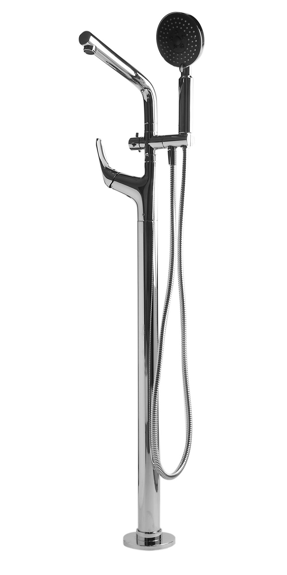 ALFI brand Brass, AB2758-PC Polished Chrome Floor Mounted Tub Filler + Mixer /w additional Hand Held Shower Head
