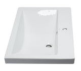 Eago 31.5" x 19.13" Rectangle Drop In Porcelain Bathroom Sink, White, 1 Faucet Hole, BH001