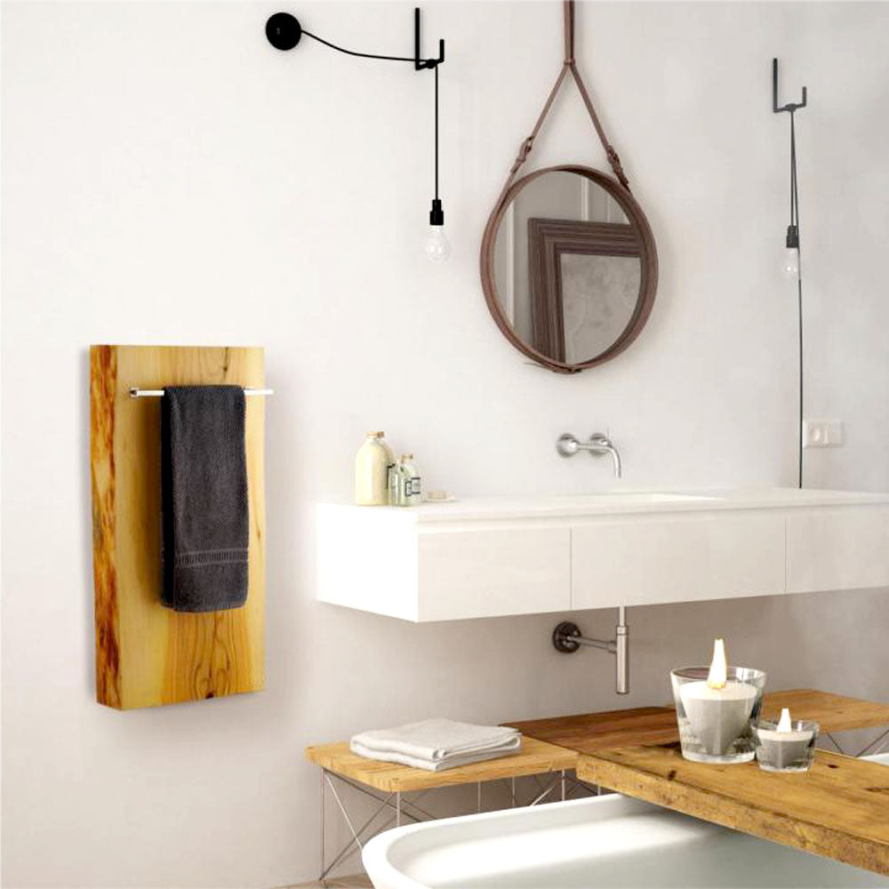 ALFI brand ABTW1632V 16"x32" Live Edge Cedar Wood Towel Warmer, Natural Wood