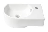 ALFI brand 16" x 10.63" Oval Wall Mount Porcelain Bathroom Sink, White, 1 Faucet Hole, ABC119