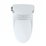 TOTO UltraMax II One-Piece Elongated 1.28 GPF Universal Height Toilet with CEFIONTECT and SS124 SoftClose Seat, WASHLET+ Ready, Cotton White, Vitreous China|Plastic, MS604124CEFG#01