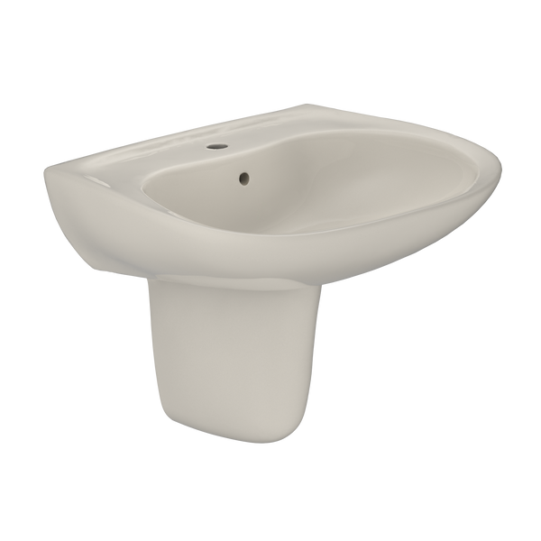 TOTO Prominence Oval Wall-Mount Bathroom Sink with CeFiONtect and Shroud for Single Hole Faucets, Sedona Beige, Vitreous China, LHT242G#12