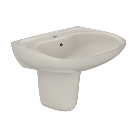 TOTO Prominence Oval Wall-Mount Bathroom Sink with CeFiONtect and Shroud for Single Hole Faucets, Sedona Beige, Vitreous China, LHT242G#12