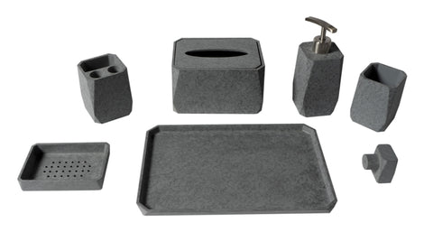 ALFI brand ABCO1023 7 Piece Solid Concrete Gray Matte Bathroom Accessory Set