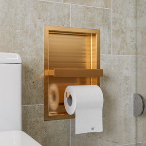 Alternate Image for ALFI brand ABTPNP88-BG Brushed Gold PVD Stainless Steel Recessed Toilet Paper Holder Niche, 19 Gauge