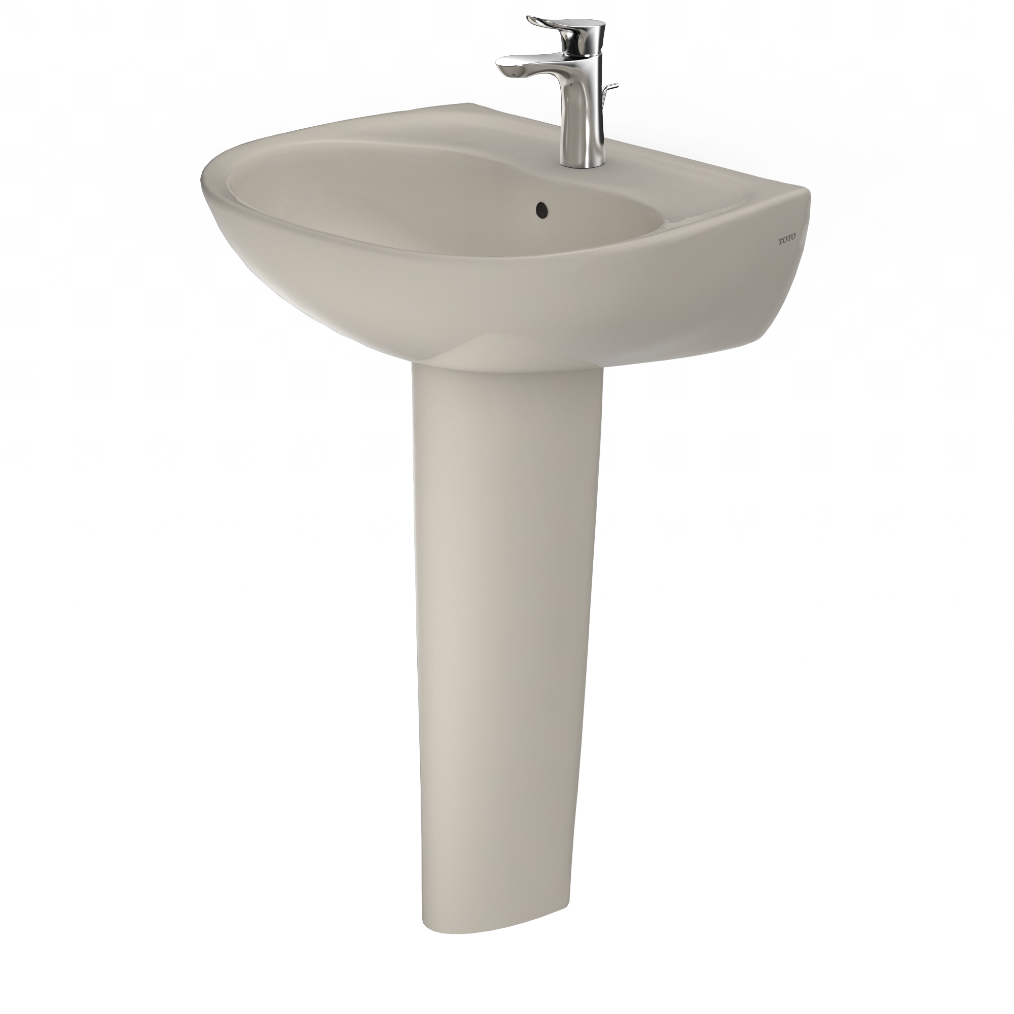 TOTO Supreme Oval Basin Pedestal Bathroom Sink with CeFiONtect for Single Hole Faucets, Bone, Vitreous China, LPT241G#03