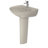 TOTO Supreme Oval Basin Pedestal Bathroom Sink with CeFiONtect for Single Hole Faucets, Bone, Vitreous China, LPT241G#03