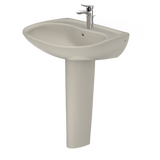 TOTO Prominence Oval Basin Pedestal Bathroom Sink with CeFiONtect for Single Hole Faucets, Bone, Vitreous China, LPT242G#03