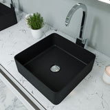 ALFI brand 15.13" x 15.13" Square Above Mount Porcelain Bathroom Sink, Black Matte, No Faucet Hole, ABC903-BM