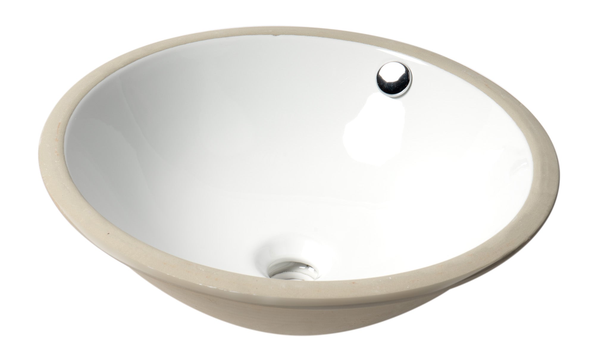 ALFI brand 16.88" x 16.88" Round Under Mount Porcelain Bathroom Sink, White, No Faucet Hole, ABC601