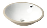 ALFI brand 16.88" x 16.88" Round Under Mount Porcelain Bathroom Sink, White, No Faucet Hole, ABC601