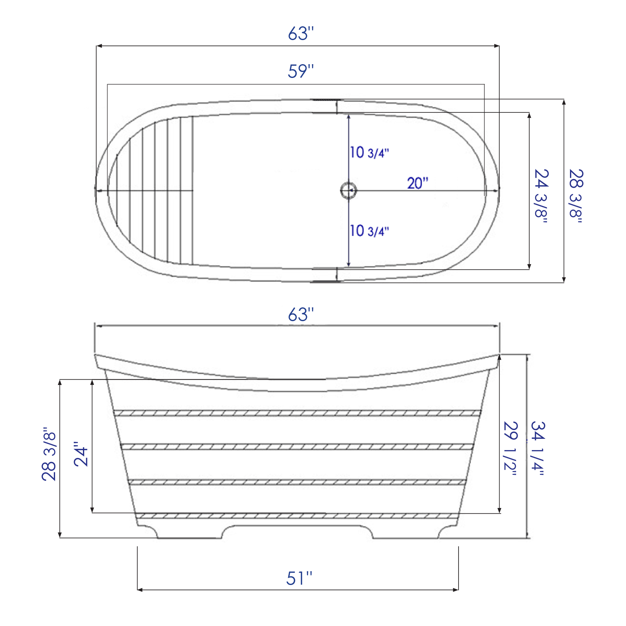 Alternative View of ALFI brand 63" Cedar Wood Free Standing Oval Bathtub, Natural Wood, AB1105