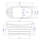 Alternative View of ALFI brand 63" Cedar Wood Free Standing Oval Bathtub, Natural Wood, AB1105