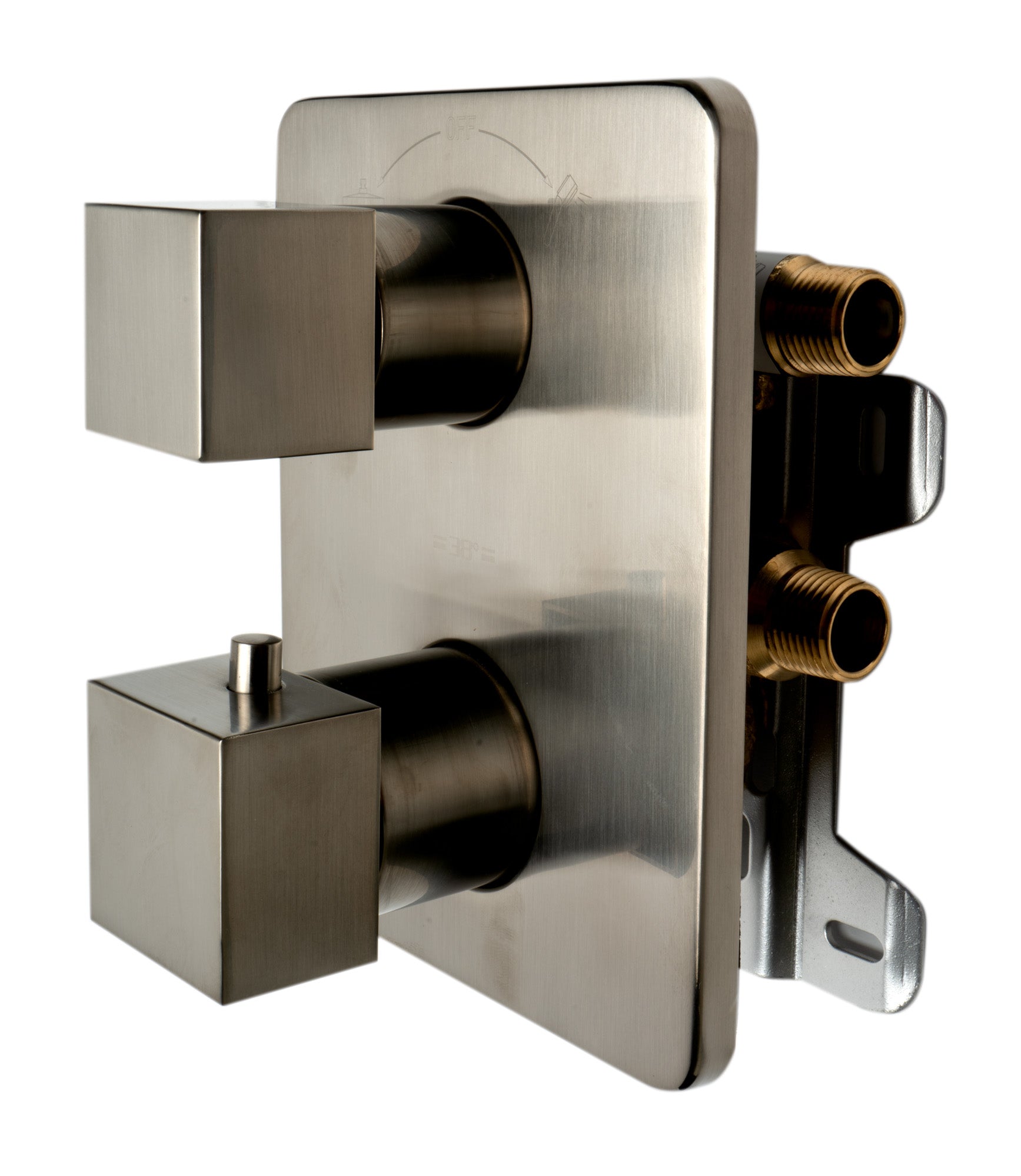 ALFI brand AB2830-BN Brushed Nickel 2 Way Thermostatic Square Shower Set, Brass