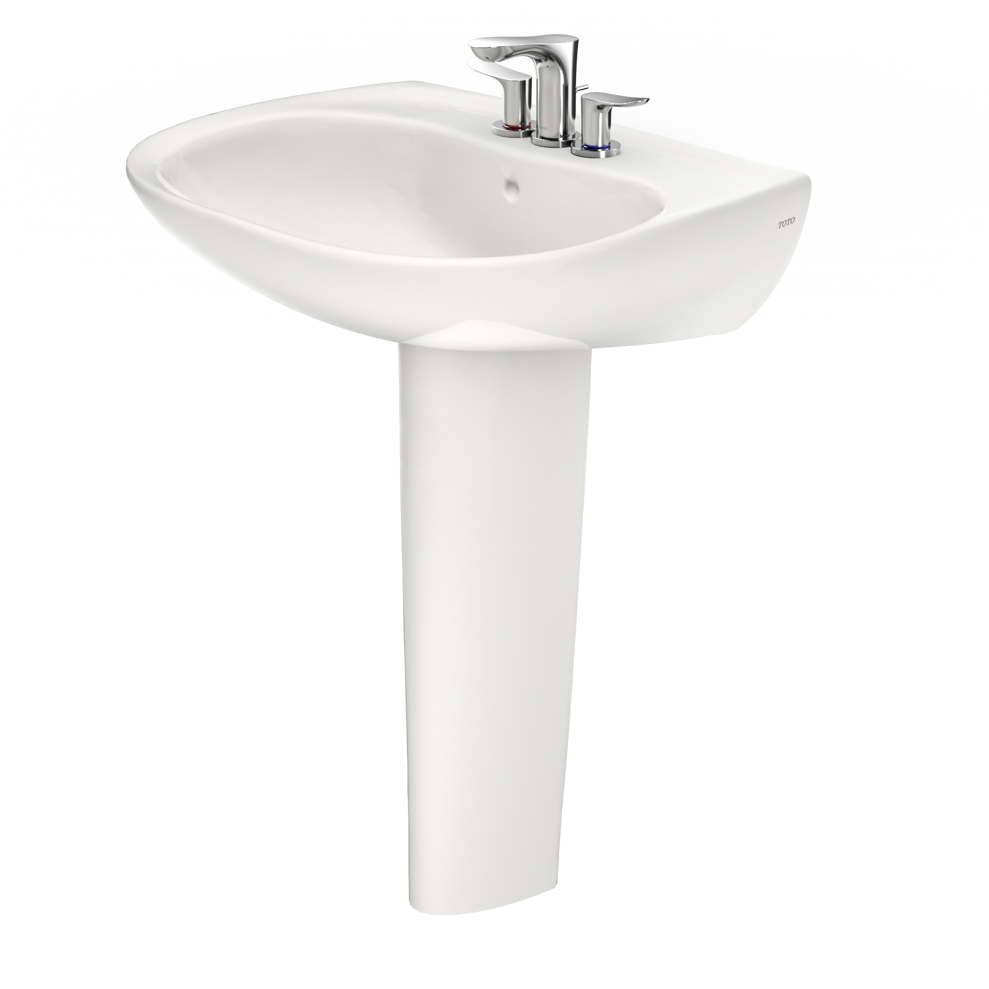 TOTO Prominence Oval Basin Pedestal Bathroom Sink with CeFiONtect for 4 inch Center Faucets, Colonial White, Vitreous China, LPT242.4G#11