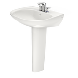 TOTO Prominence Oval Basin Pedestal Bathroom Sink with CeFiONtect for 4 inch Center Faucets, Colonial White, Vitreous China, LPT242.4G#11