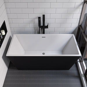 Alternate Image for ALFI brand 59" Acrylic Free Standing Rectangle Soaking Bathtub, Black, AB8834
