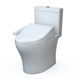 TOTO WASHLET+ Aquia IV Two-Piece Elongated Universal Height Dual Flush 1.28 and 0.9 GPF Toilet and WASHLET C2 Bidet Seat, Cotton White, Vitreous China|Plastic, MW4463074CEMFGN#01