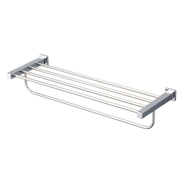 TOTO L Series Square Towel Shelf with Hanging Bar, Polished Chrome, Zinc Alloy|Stainless Steel, YTS408BU#CP