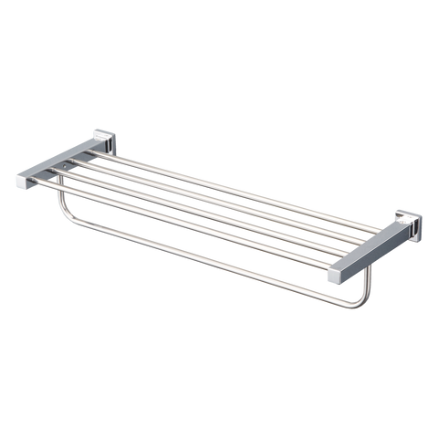 TOTO L Series Square Towel Shelf with Hanging Bar, Polished Chrome, Zinc Alloy|Stainless Steel, YTS408BU#CP