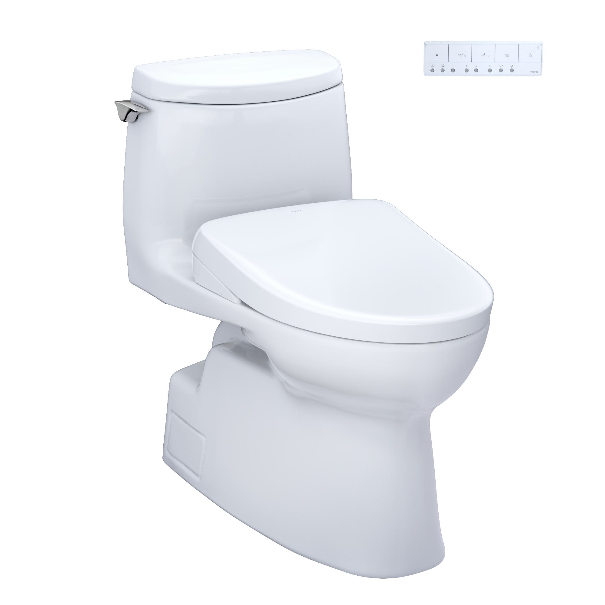 TOTO WASHLET+ Carlyle II 1G One-Piece Elongated 1.0 GPF Toilet and WASHLET+ S7 Contemporary Bidet Seat, Cotton White, Vitreous China|Plastic, MW6144726CUFG#01