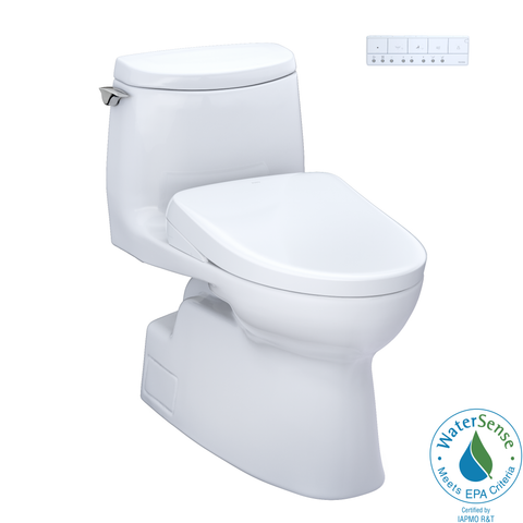 TOTO WASHLET+ Carlyle II 1G One-Piece Elongated 1.0 GPF Toilet and WASHLET+ S7 Contemporary Bidet Seat, Cotton White, Vitreous China|Plastic, MW6144726CUFG#01