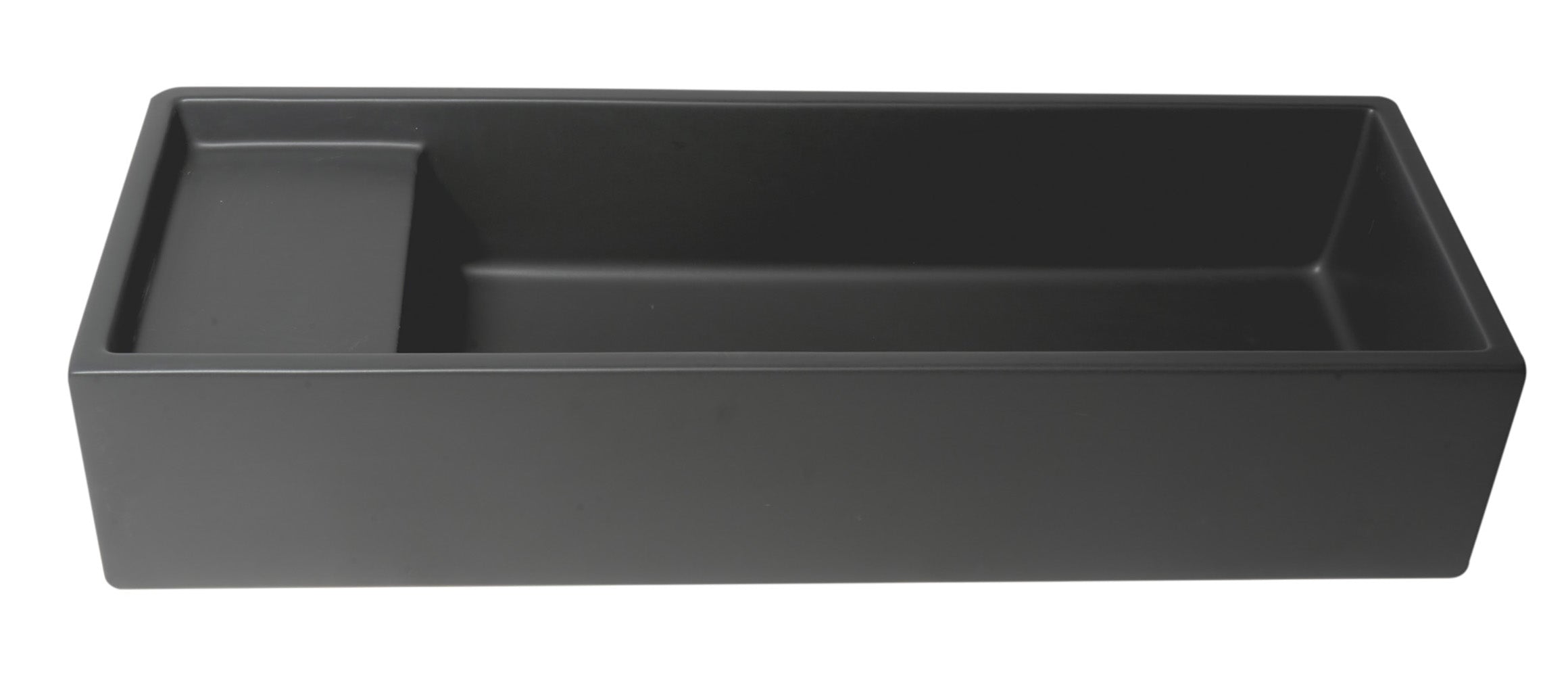 Alternative View of ALFI brand 39.4" x 14.6" Rectangle Above Mount or Semi Recessed Fireclay Bathroom Sink, Black Matte, No Faucet Hole, AB39TRBM