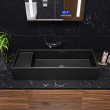 Alternative View of ALFI brand 39.4" x 14.6" Rectangle Above Mount or Semi Recessed Fireclay Bathroom Sink, Black Matte, No Faucet Hole, AB39TRBM