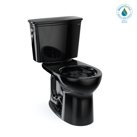 TOTO Drake Transitional Two-Piece Round 1.28 GPF Universal Height TORNADO FLUSH Toilet, Ebony, Vitreous China, CST785CEF#51