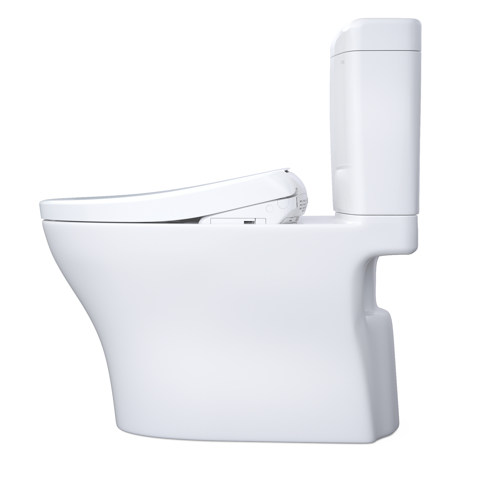 TOTO WASHLET+ Aquia IV Cube Two-Piece Elongated Dual Flush 1.28 and 0.9 GPF Toilet with Auto Flush S7A Contemporary Bidet Seat, Cotton White, Vitreous China|Plastic, MW4364736CEMFGNA#01
