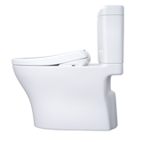 TOTO WASHLET+ Aquia IV Cube Two-Piece Elongated Dual Flush 1.28 and 0.9 GPF Toilet with S7A Contemporary Bidet Seat, Cotton White, Vitreous China|Plastic, MW4364736CEMFGN#01