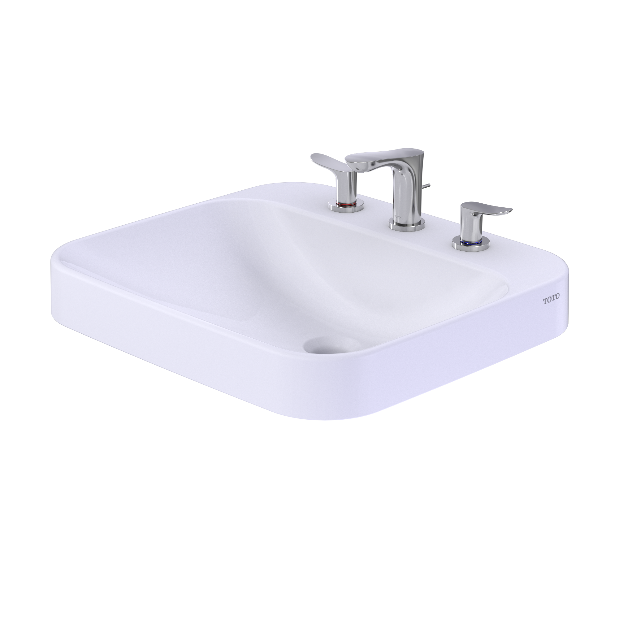 TOTO Arvina Rectangular 20" Vessel Bathroom Sink with CEFIONTECT for 8 Inch Center Faucets, Cotton White, Vitreous China, LT415.8G#01