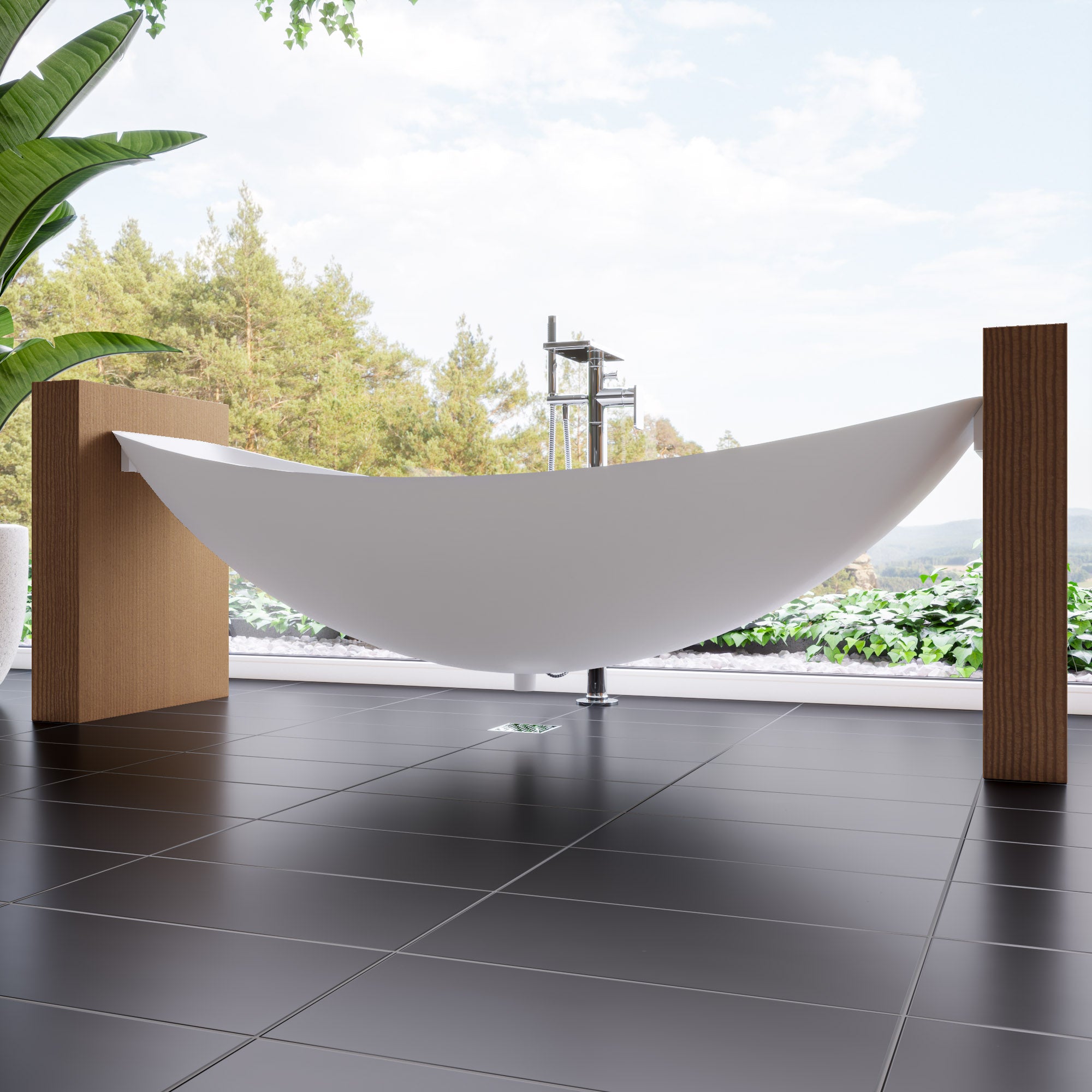 ALFI brand 79" Acrylic Wall Mount Oval Bathtub, White Matte, HammockTub1-WM