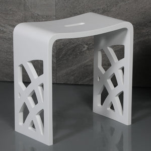 Alternate Image for ALFI brand ABST88 Designer White Matte Solid Surface Resin Bathroom / Shower Stool