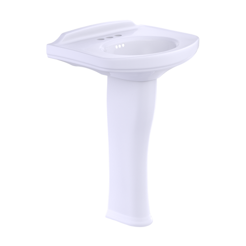 TOTO Dartmouth Rectangular Pedestal Bathroom Sink with Arched Front for 4 Inch Center Faucets, Cotton White, Vitreous China, LPT642.4#01