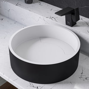 Alternate Image for ALFI brand 15.13" x 15.13" Round Above Mount Resin Bathroom Sink, Black & White, No Faucet Hole, ABRS15RBM