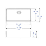 ALFI brand 36" Fireclay Farmhouse Sink, White, AB536-W