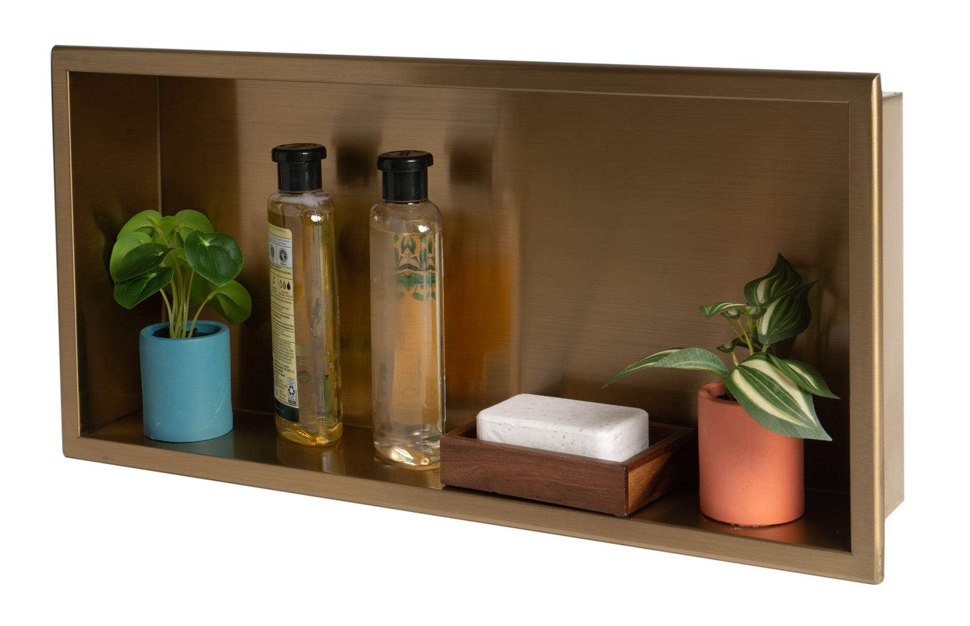 Alternate Image for ALFI brand ABNP2412-BG 24" x 12" Brushed Gold PVD Stainless Steel Horizontal Single Shelf Shower Niche, 20 Gauge
