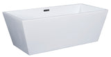 ALFI brand 67" Acrylic Free Standing Rectangle Soaking Bathtub, White, AB8832